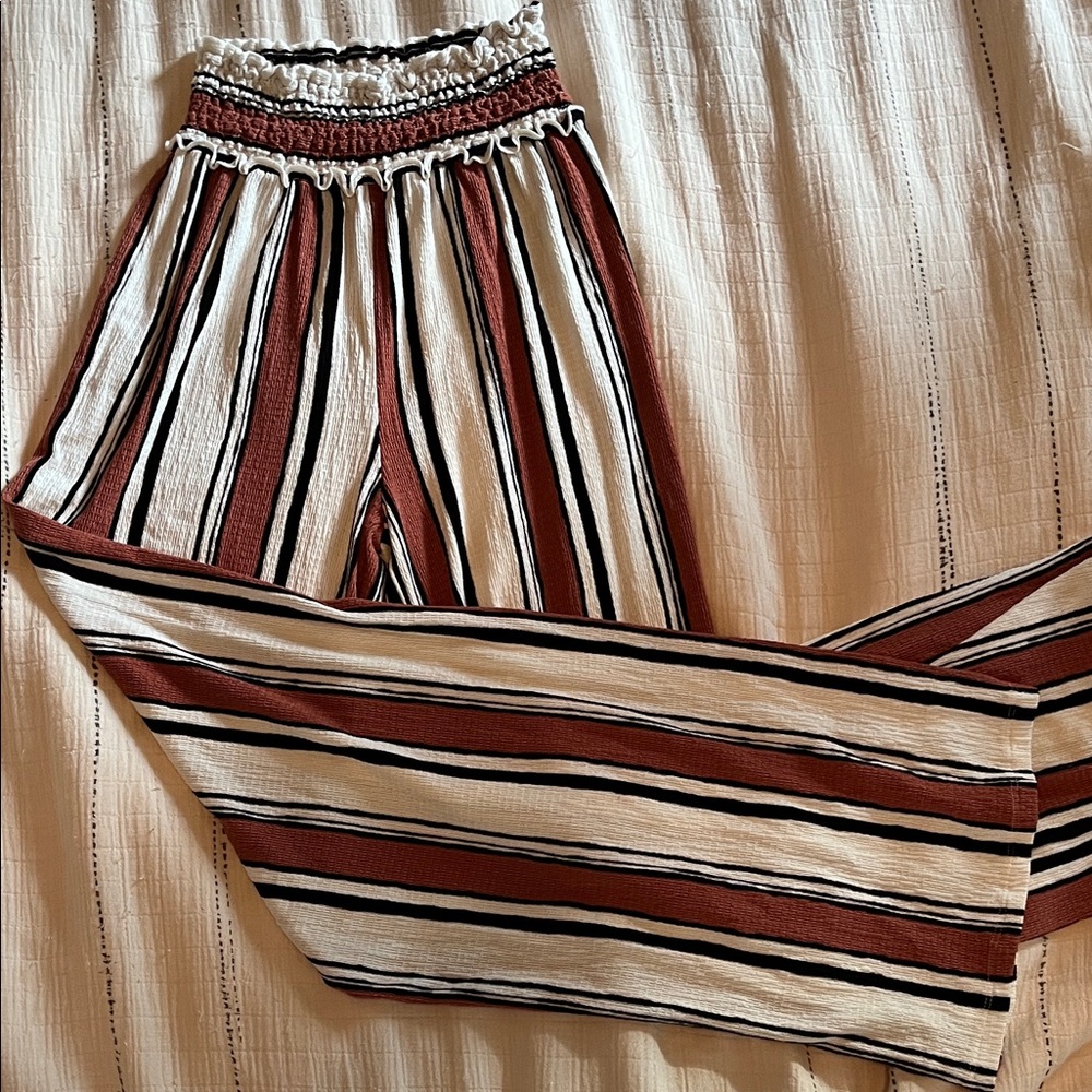 Love Tree Textured Pants in Rust and White